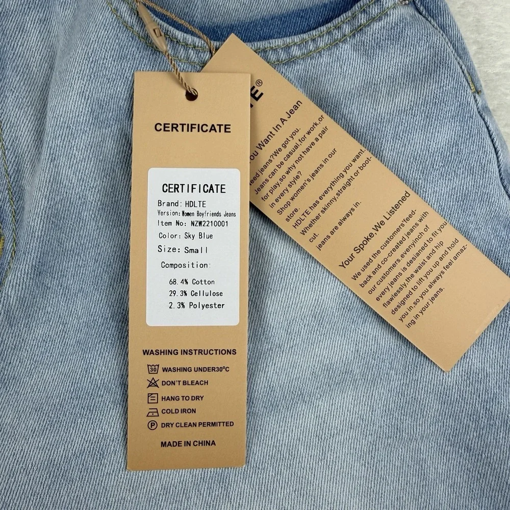 HDLTE Women's Small‎ Jeans High Rise Baggy Wide Leg Boyfriend Y2K Denim-NWT